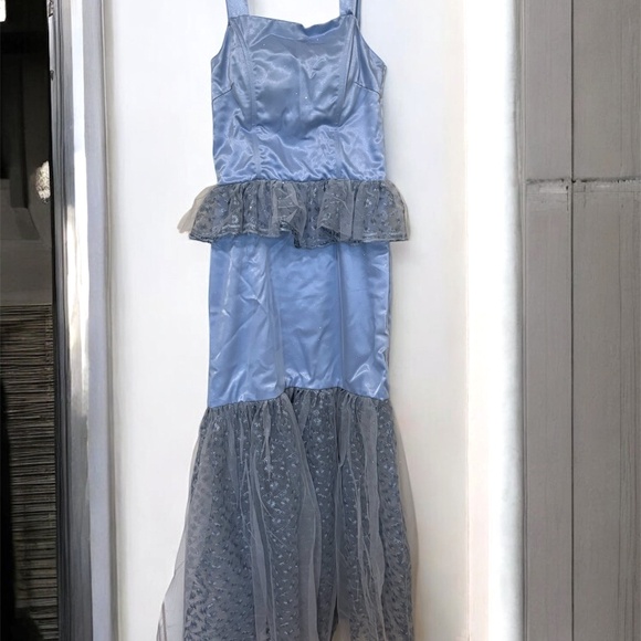 Corset Blue Lace Gown with Cloak (Custom-Made) - Picture 7 of 8
